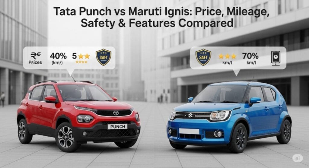 Tata Punch vs Maruti Ignis: Price, Mileage, Safety & Features Compared
