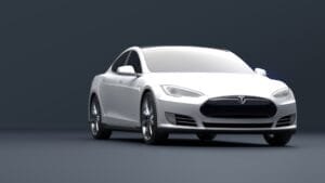 a white car with a black background