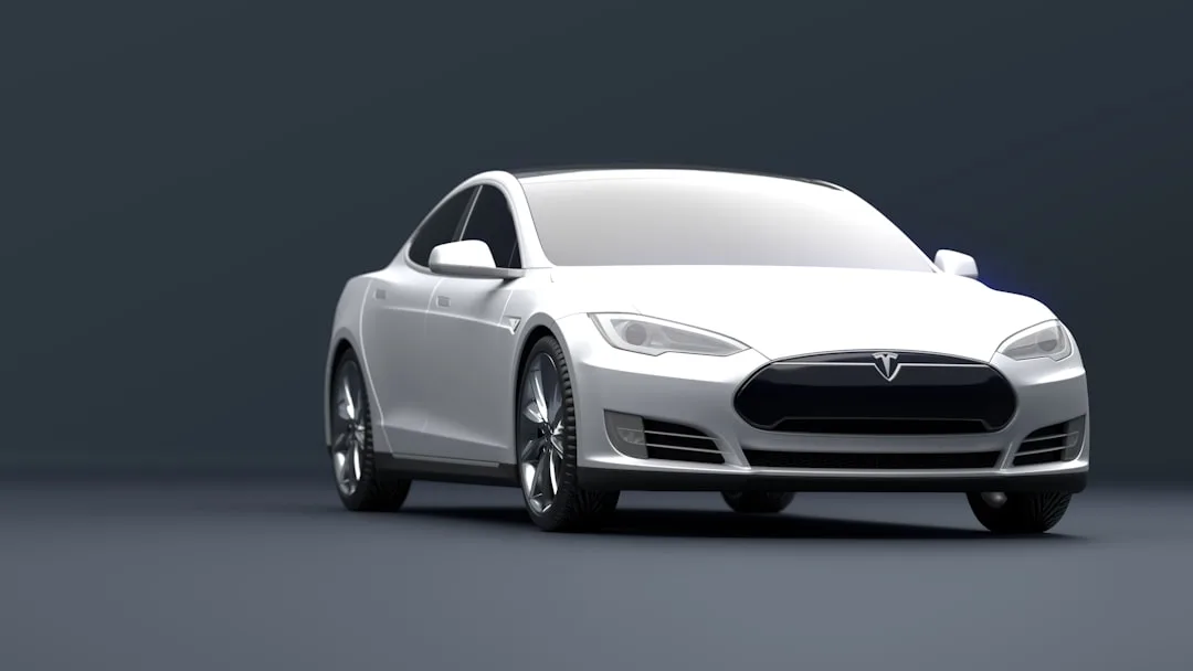 a white car with a black background